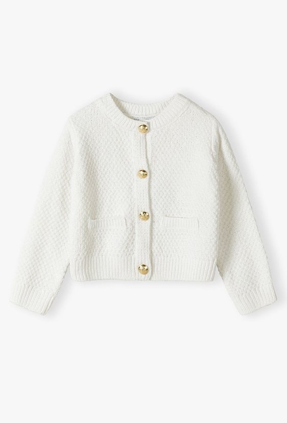 Sweter dziewczęcy zapinany na guziki - ecru - Max&Mia