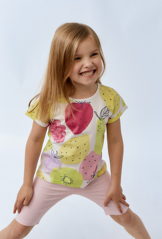 T-shirt dla dziewczynki z nadrukiem owoców