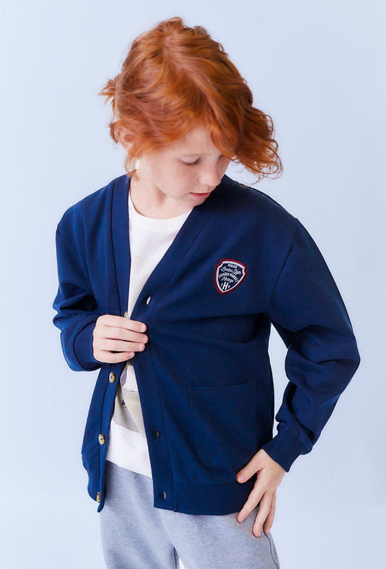 Granatowa bluza chłopięca colegowa z haftem i aplikacją