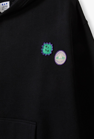 Nierozpinana bluza z kapturem i naszywkami