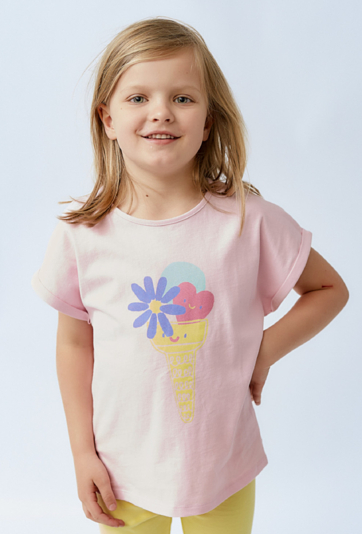 Różowa koszulka dla dziewczynki z nadrukiem