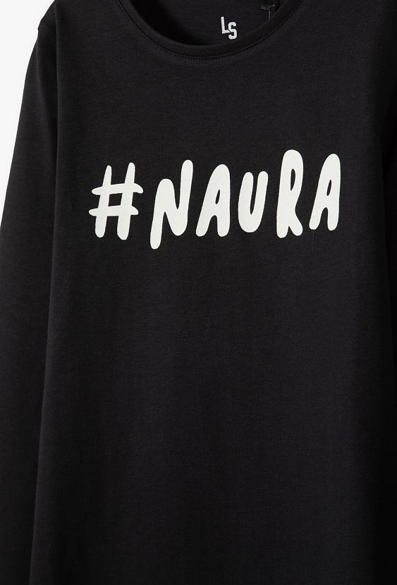 Bawełniana bluzka z napisem