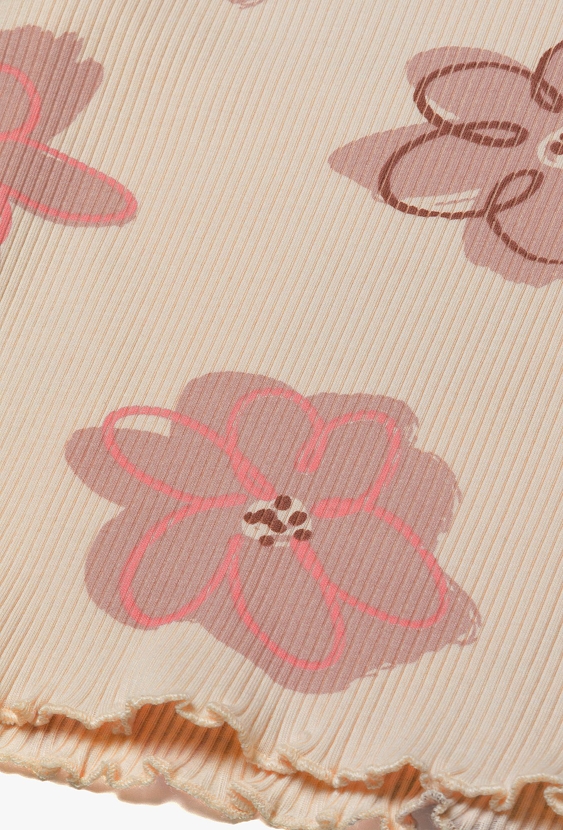 Bluzka dziewczęca z prążkowanej dzianiny w kwiatki