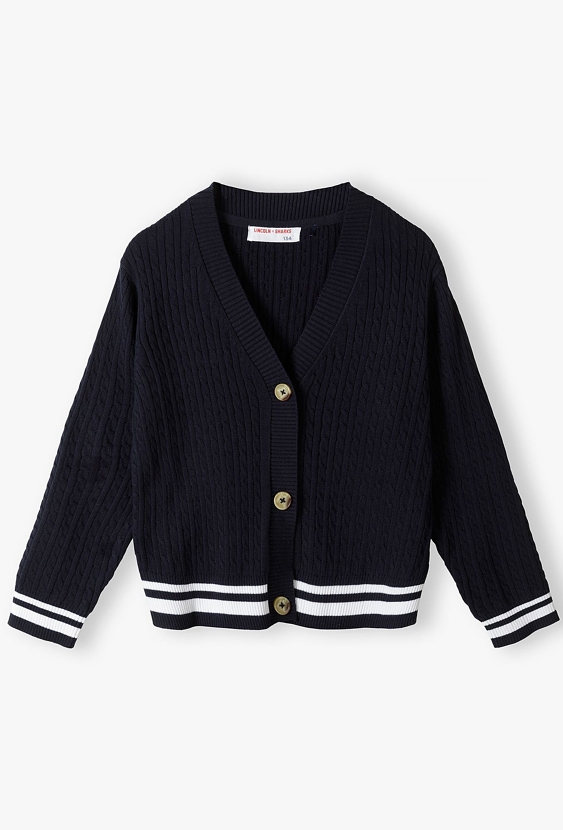 Granatowy kardigan rozpinany dla dziewczynki