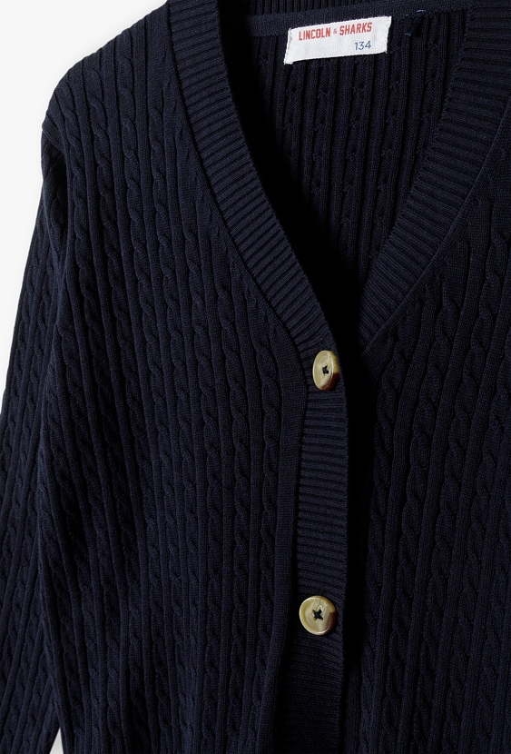 Granatowy kardigan rozpinany dla dziewczynki