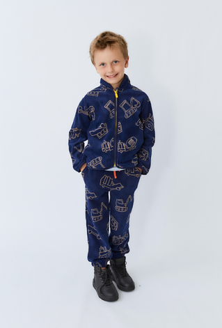 Granatowa rozpinana bluza polarowa z nadrukiem