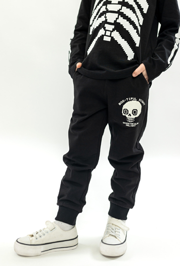Czarne spodnie dresowe z zabawną czaszką