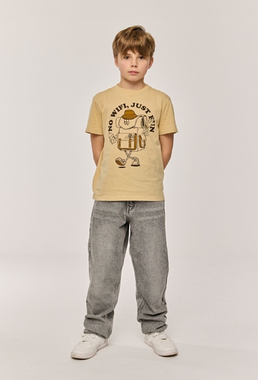 Jeansy barrel z regulacją w pasie – denim