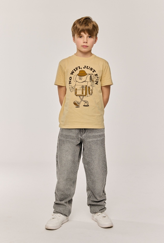 Jeansy barrel z regulacją w pasie – denim