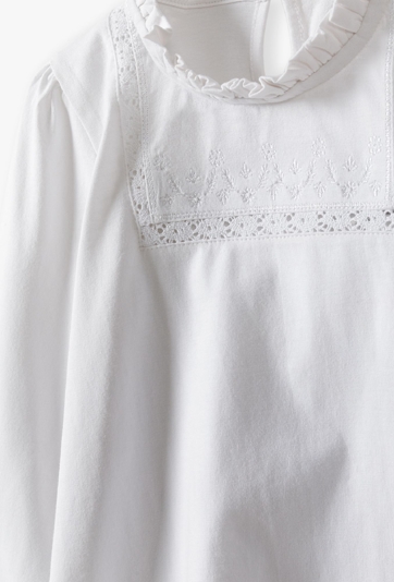 Biała elegancka bluzka z długim rękawem dla dziewczynki