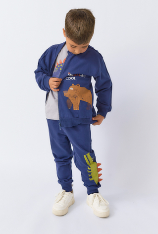 Granatowa chłopięca bluza rozpinana na stójce