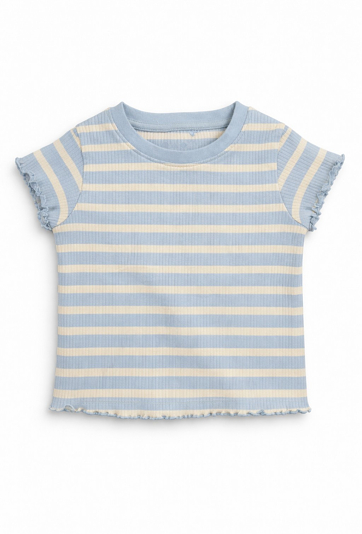 T-shirt dziewczęcy w drobne prążki - Limited Edition