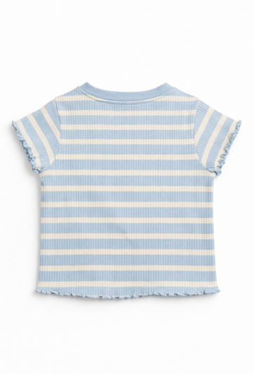 T-shirt dziewczęcy w drobne prążki - Limited Edition