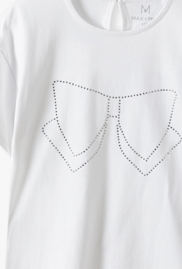 Biały t-shirt dziewczęcy z ozdobną kokardą - Max&Mia