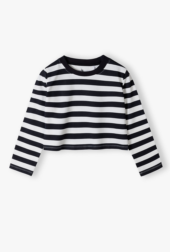 Bawełniana bluzka dziewczęca w paski - top