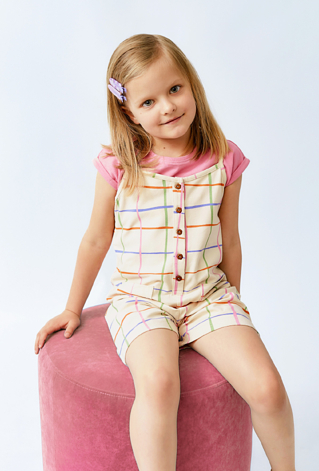 Kombinezon dziewczęcy w kolorową kratkę