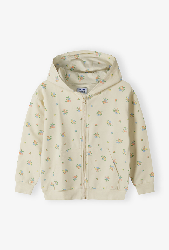 Bluza rozpinana z kapturem dziewczęca w kwiaty