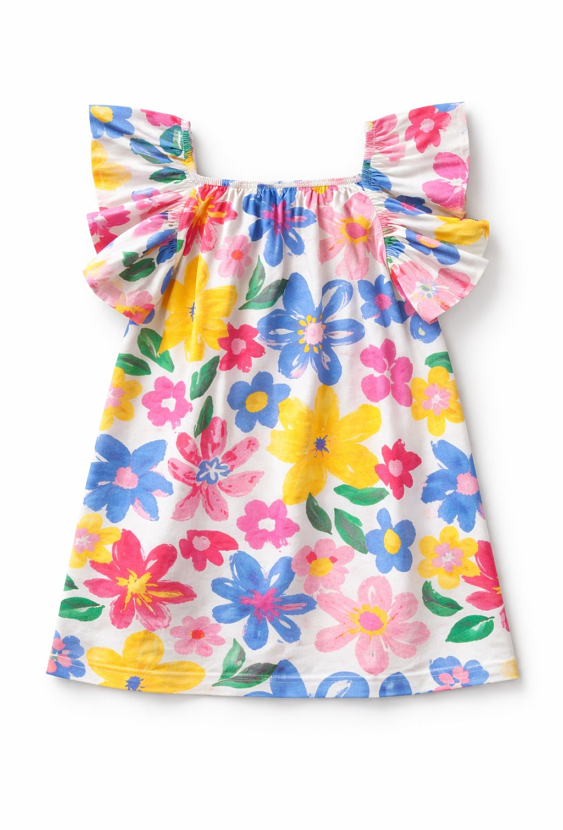 Sukienka dziewczęca w kolorowe kwiaty