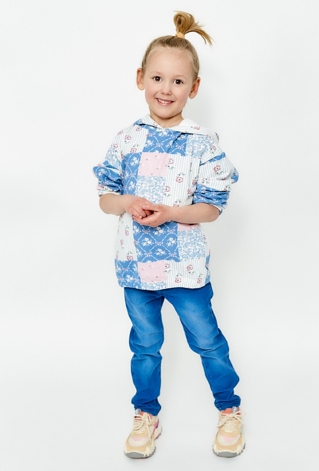 Bluza dziewczęca z kapturem - patchworkowy wzór