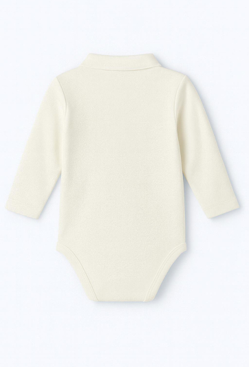 Body niemowlęce – białe z kołnierzykiem i haftem.