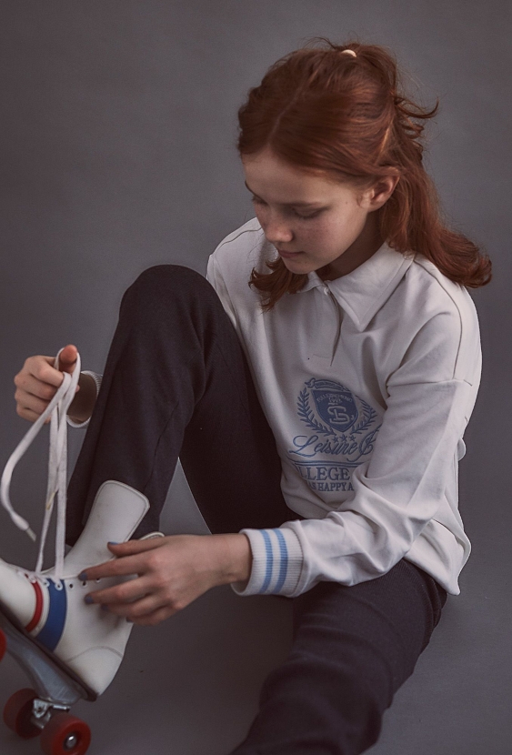 Bluza z kołnierzykiem dla dziewczynki - polo