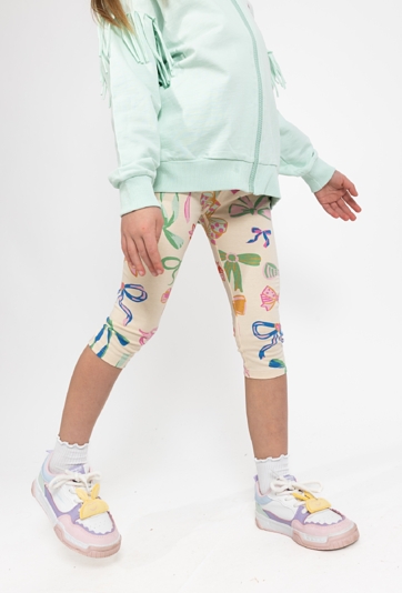 Legginsy dziewczęce 3/4 w kokardy