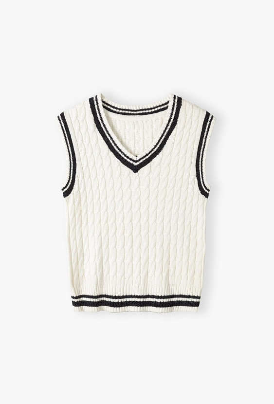 Kamizelka swetrowa dla dziewczynki - ecru - Lincoln&Sharks