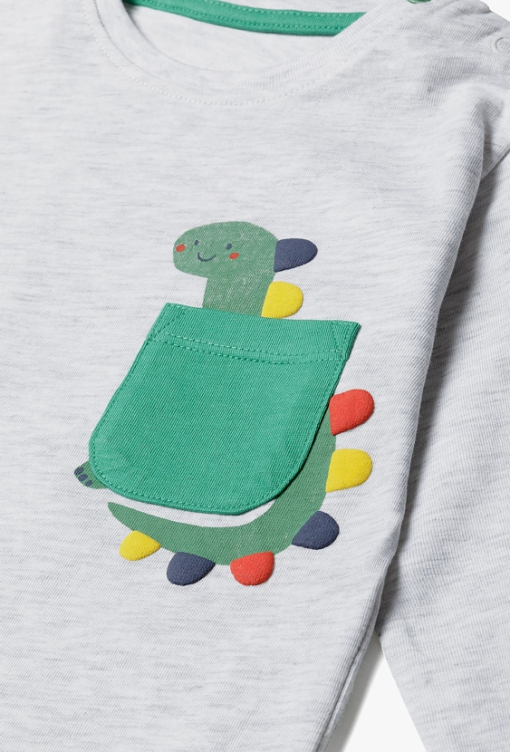 Szara bluzka niemowlęca z kieszonką