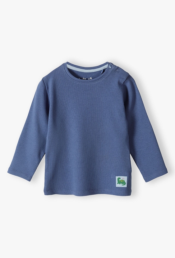 Niebieska prążkowana bluzka niemowlęca z długim rękawem