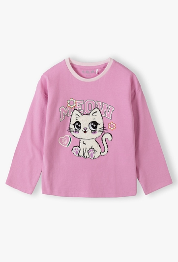 Bluzka bawełniana różowa z kotem - 5.10.15.