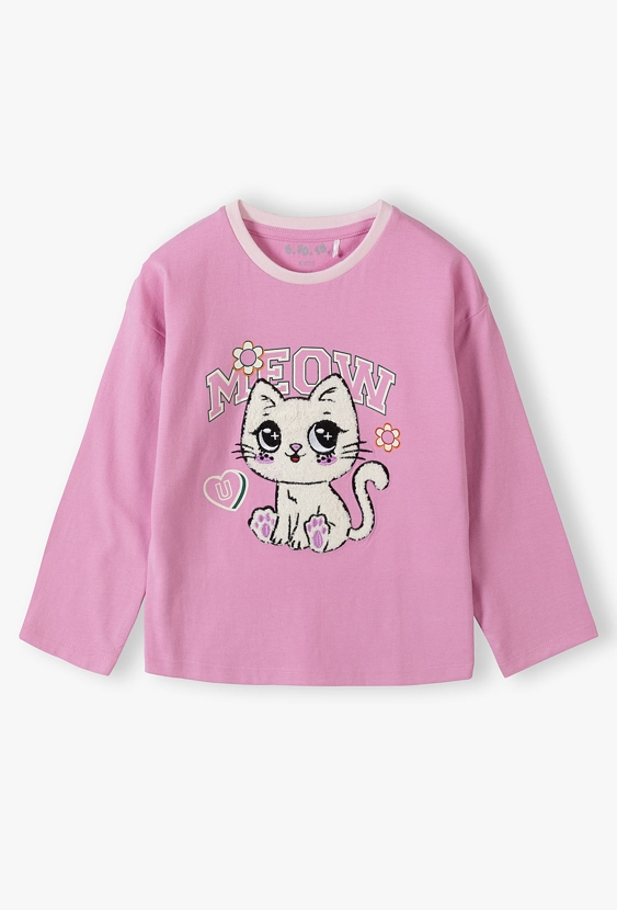 Bluzka bawełniana różowa z kotem - 5.10.15.