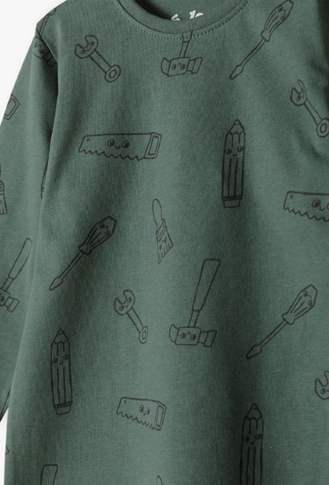 Zielona bawełniana bluzka niemowlęca we wzory