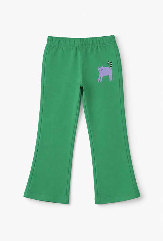 Spodnie dziewczęce flare z kotem