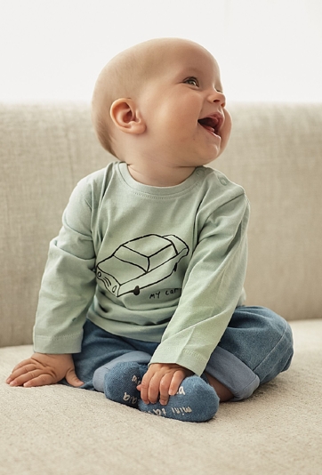 Bawełniana bluzka niemowlęca z autem