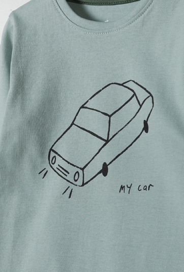 Bawełniana bluzka niemowlęca z autem