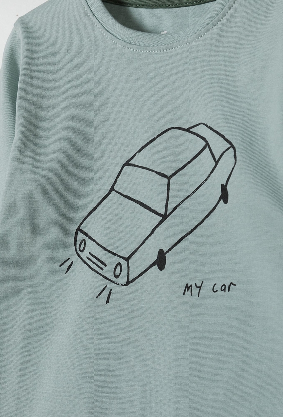 Bawełniana bluzka niemowlęca z autem