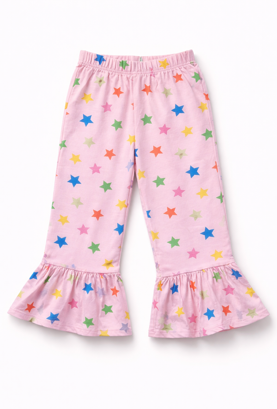 Spodnie dziewczęce flare w gwiazdki