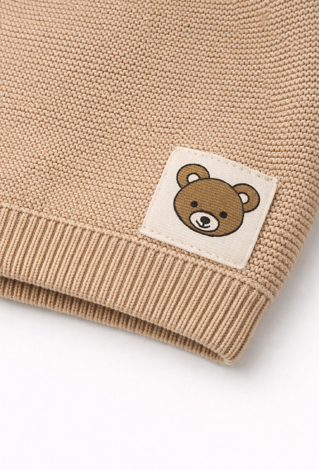 Czapka niemowlęca z naszywką misia