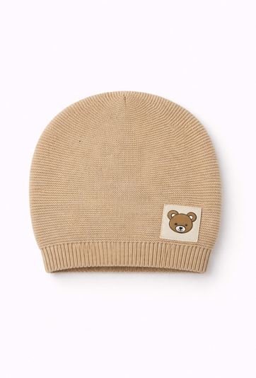 Czapka niemowlęca z naszywką misia
