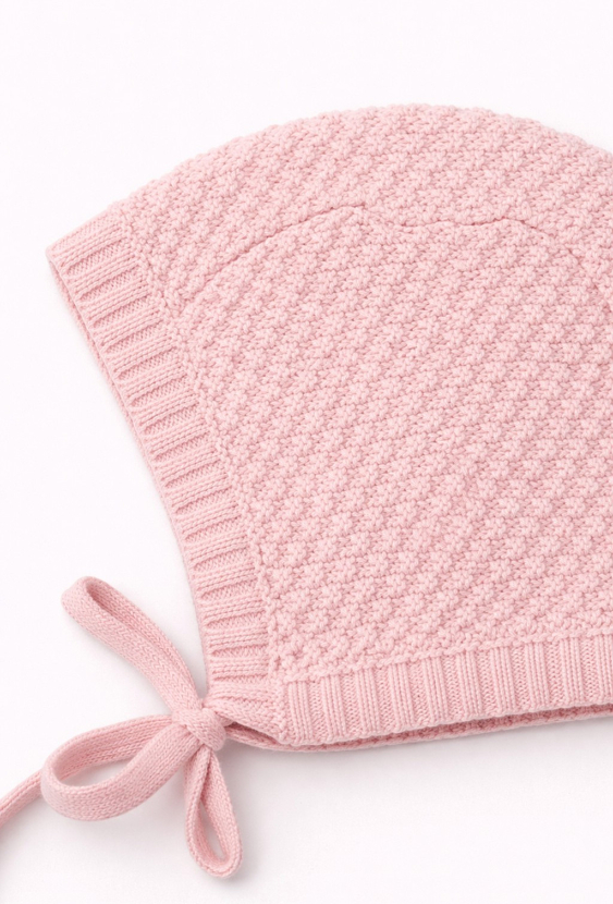 Czapka niemowlęca – ozdobny splot, wiązana