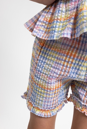 Dziewczęce szorty w kolorową kratkę