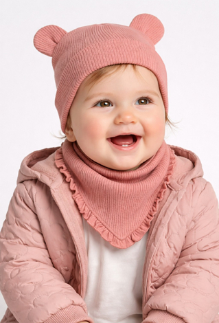 Cienka czapka niemowlęca prążkowana z uszkami