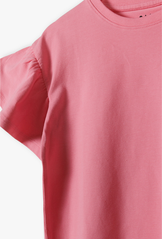 Komplet dziewczęcy – T-shirt z falbankami i legginsy dzwony