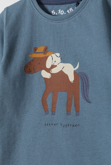 Niebieska bawełniana bluzka niemowlęca z nadrukiem