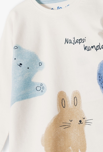 Biała bawełniana bluzka z napisem 