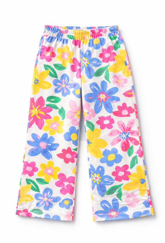 Dziewczęce spodnie w kolorowe kwiaty