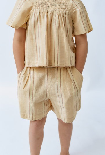 Lniane szorty dziewczęce w paski