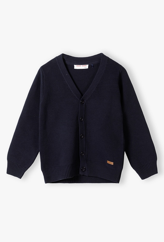 Granatowy elegancki sweter w prążki dla chłopca - Lincoln&Sharks