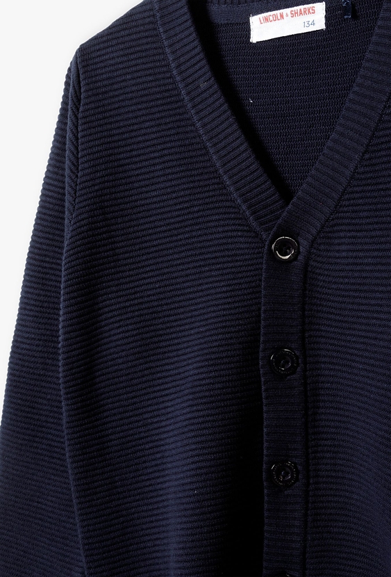 Granatowy elegancki sweter w prążki dla chłopca - Lincoln&Sharks