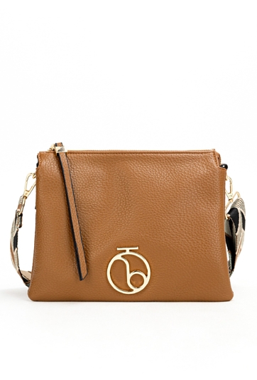 Brązowa listonoszka NOBO z kolorowym paskiem